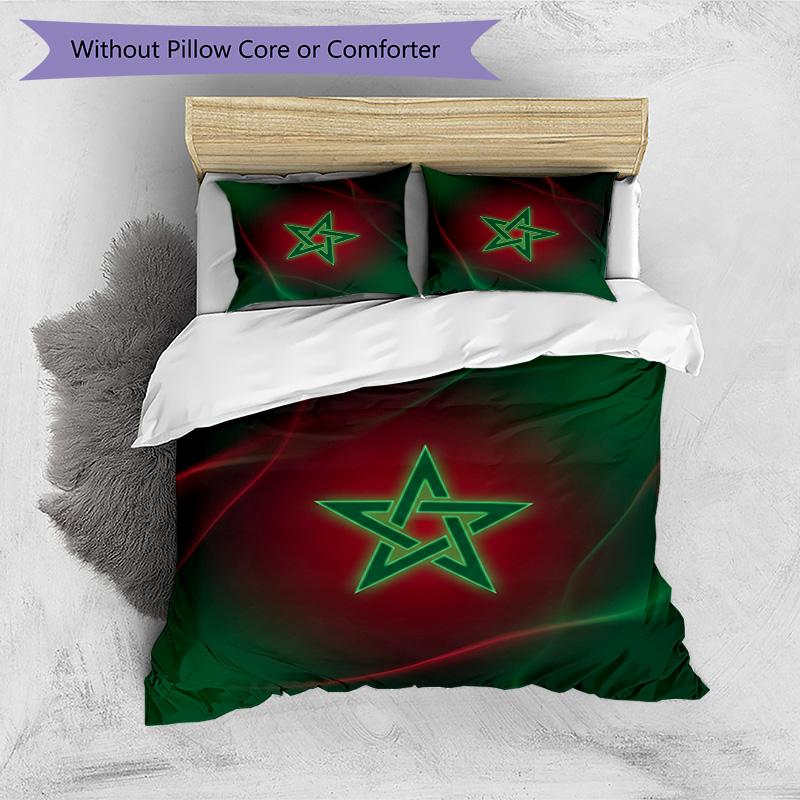 Set Biancheria da Letto Stampata Calcio Marocco 3 Pezzi Set Copriletto Accogliente Traspirante come Regalo per Inaugurazione Casa Vacanze