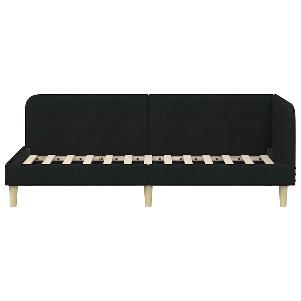 Corner Bed Frame Black 80 X 200 Cm Fabric