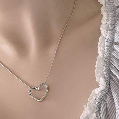 Women's Surgical Steel Snake Chain Twisted Heart Necklace