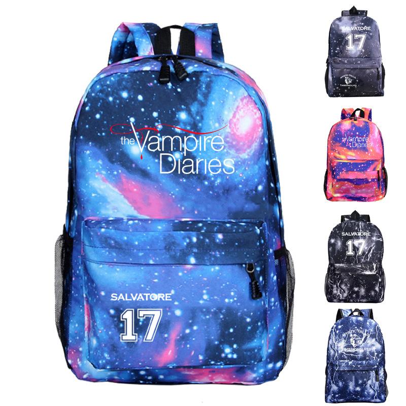 Vampire Diaries Peripheral Elementary and Secondary School Bags Grades 3-6 Casual Backpacks