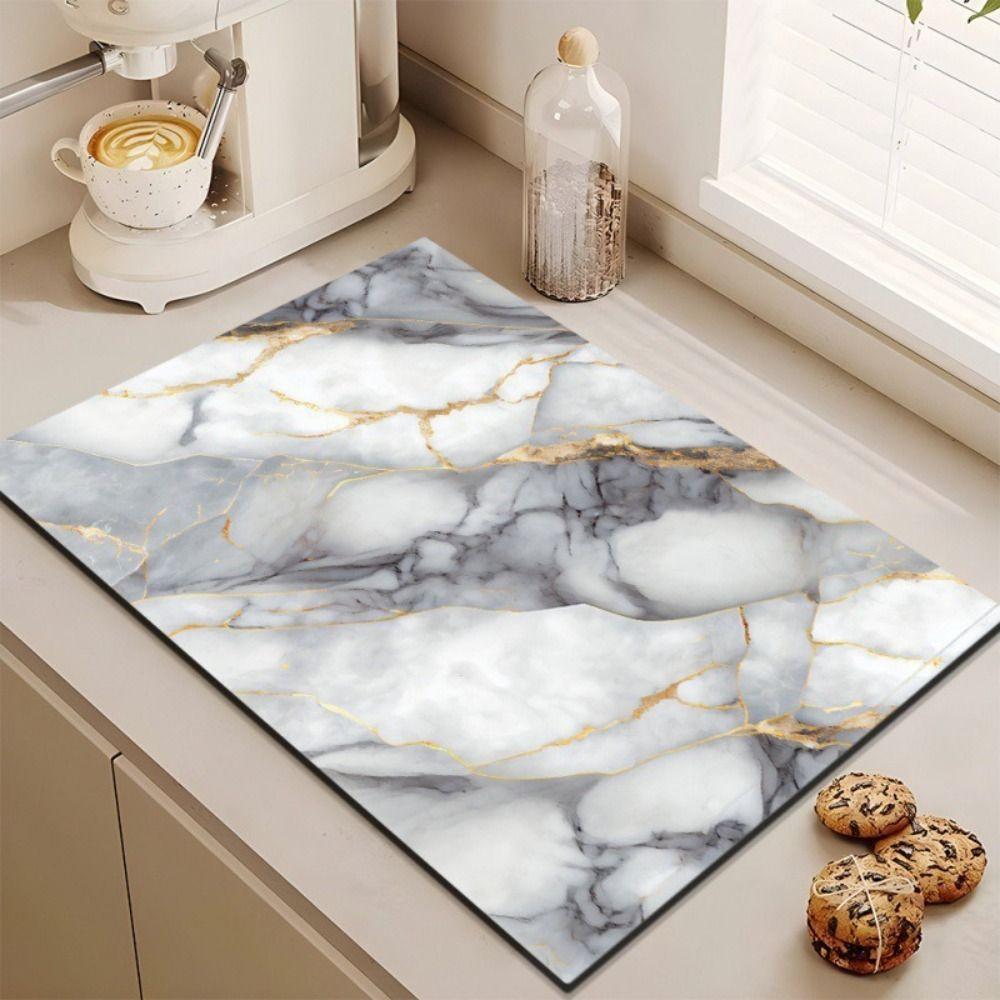 Quickly Dry Super Absorbent Marble pad Kitchen Coffee Bar Dish Drying Mat Multipurpose Drain Pad Hide Stain Placemat