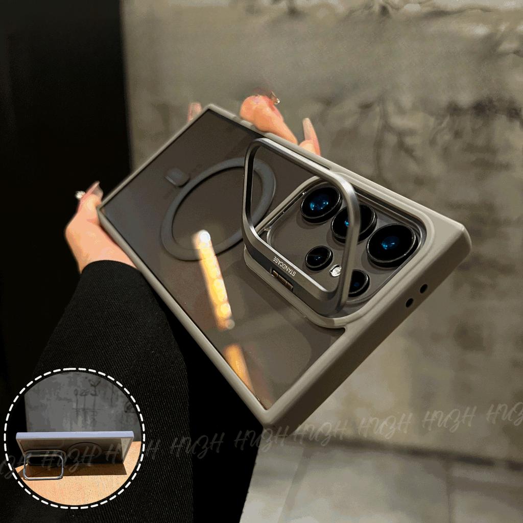 Applicable To Samsung S25ultra Mobile Phone Case S24ultra Magnetic Acrylic S23U Metal Frame Bracket