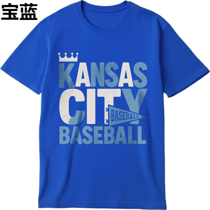 Mens tshirt Cotton Shirt Fashion Summer Women T Shirt Kansas City Baseball Crown Design Short Sleeve Printed Crew Neck Tops