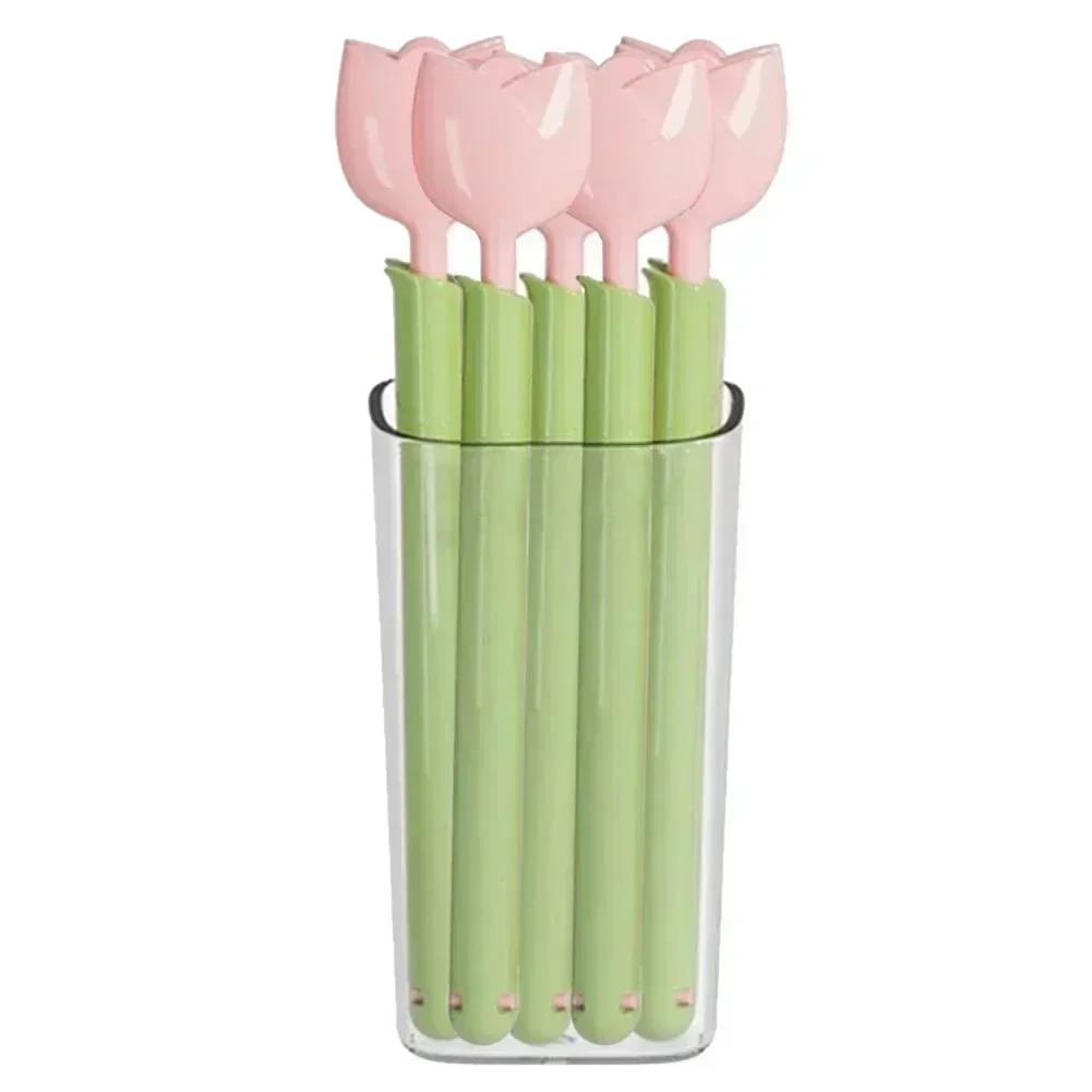 5Pcs Tulip Shaped Bag Clips Portable Food Snack Bread Sealing Clip With Magnetic Storage Box Sealed Clip Kitchen Accessories