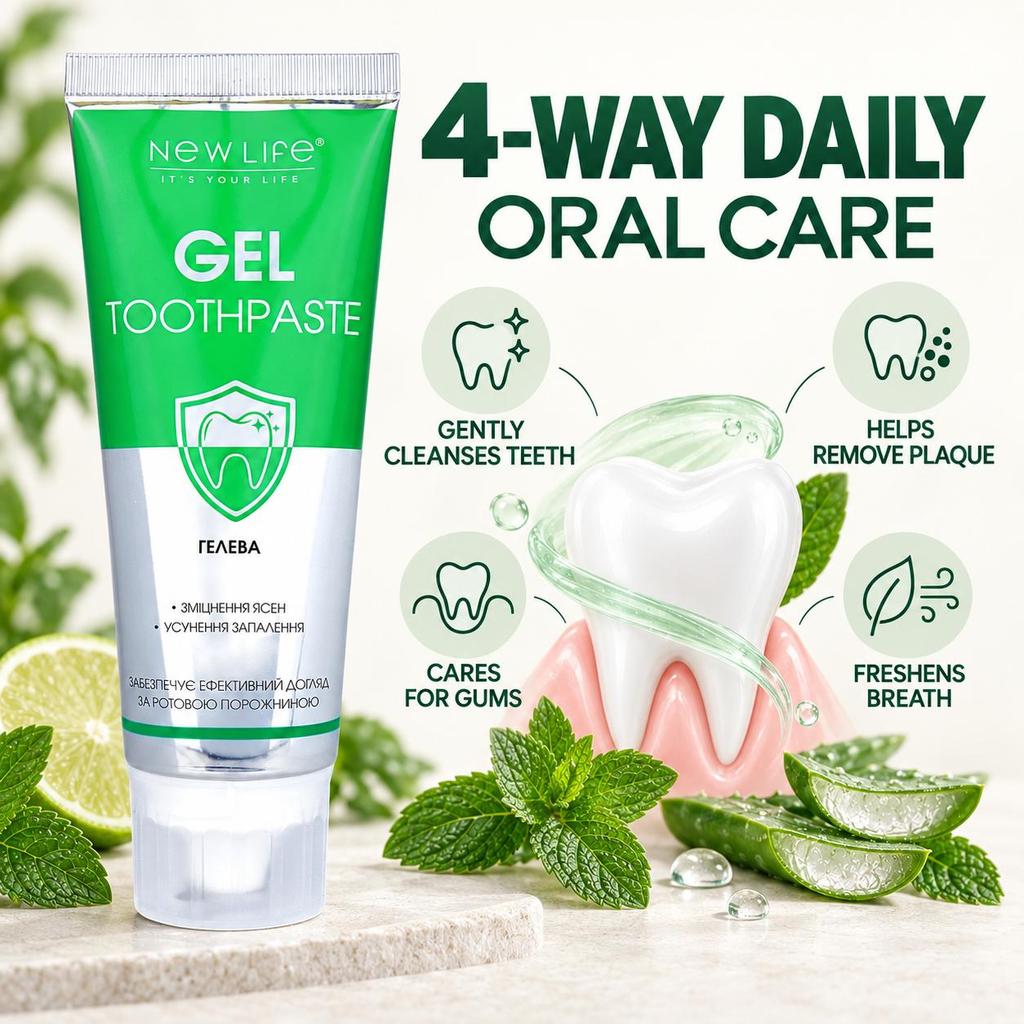 New Life Gel Toothpaste for Inflammation and Bleeding Gums, with Propolis and Herbal Extracts, 75 Ml