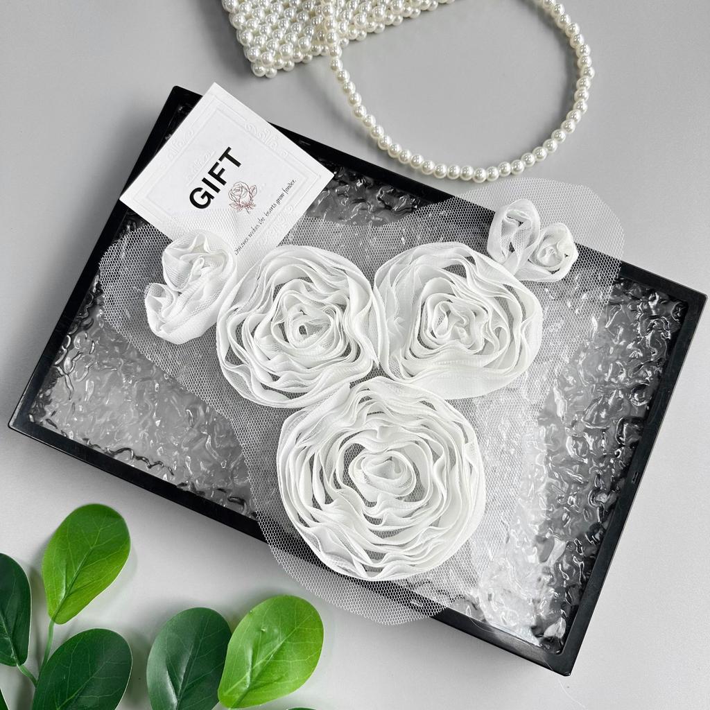 Color Fabric Multi-Layer Pleated Flower Mesh Applique Clothing Dress T-Shirt Luggage Decorative Cloth Sticker Accessories