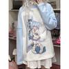 2KWEIRD Y2k Ästhetik Abnehmbarer Ärmel T-Shirt Damen Kawaii Katzenprint Grunge Oberteile Japanisches Harajuku T-Shirt Fairycore E-Girl Streetwear