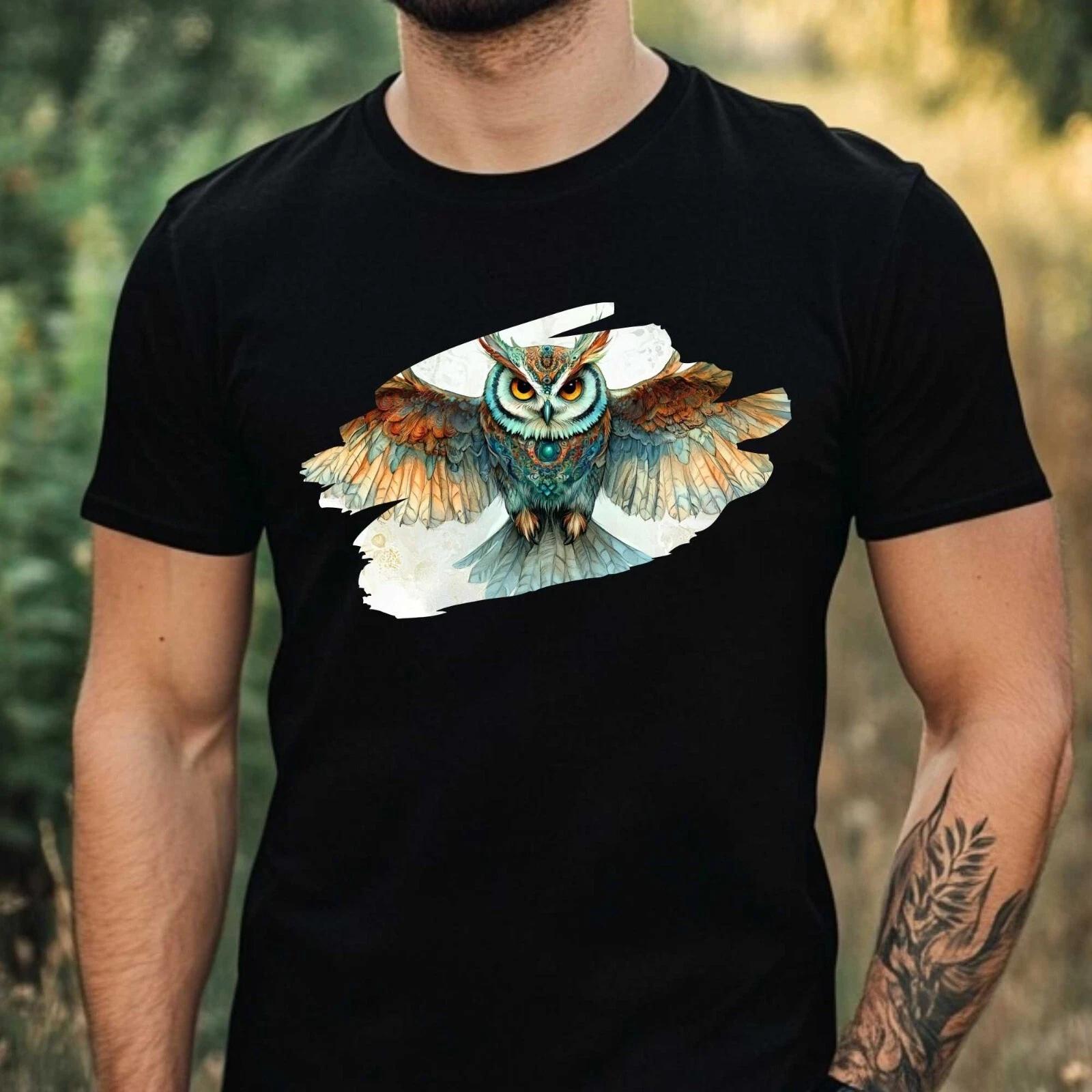 T-Shirt Herren Wunderliche Eule Motiv Baumwolle Größe XS bis 5XL M