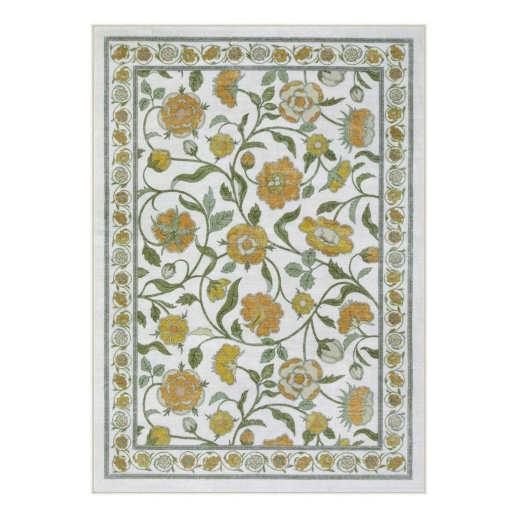 Eleganter Boho Französisch Eleganter Floraler Grüner Teppich Europäischer Pastoraler Stil Wohnzimmerdeko Teppich Schlafzimmer Kunstteppich Waschbarer Teppich