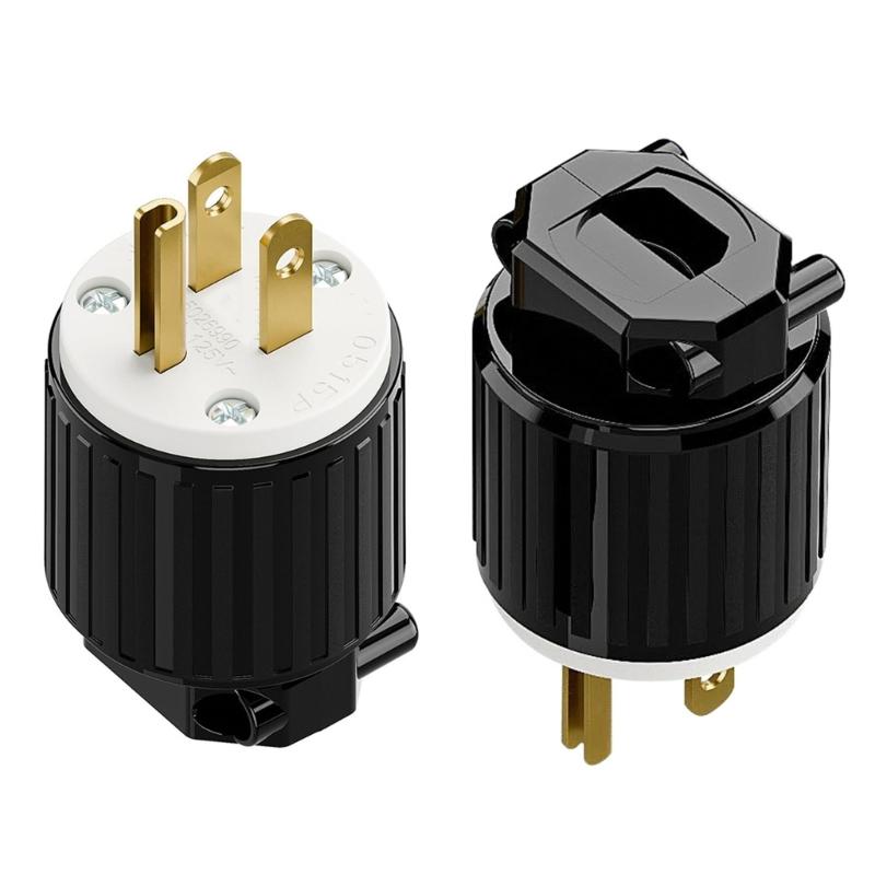 15A NEMA5 15P Male Connector 125V 15A Industrial Grounding and Not Assembly Male Plug