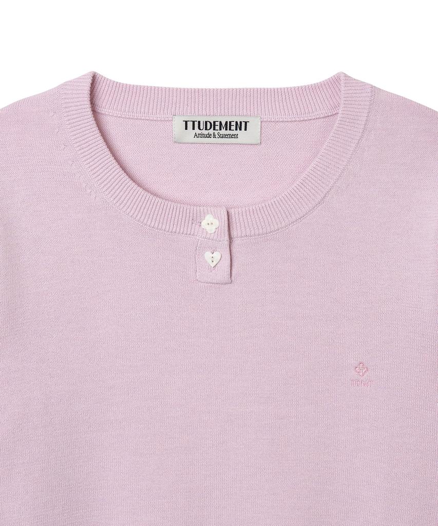 TTUDEMENT Daily 3/4 Sleeve Knit Top_Pink