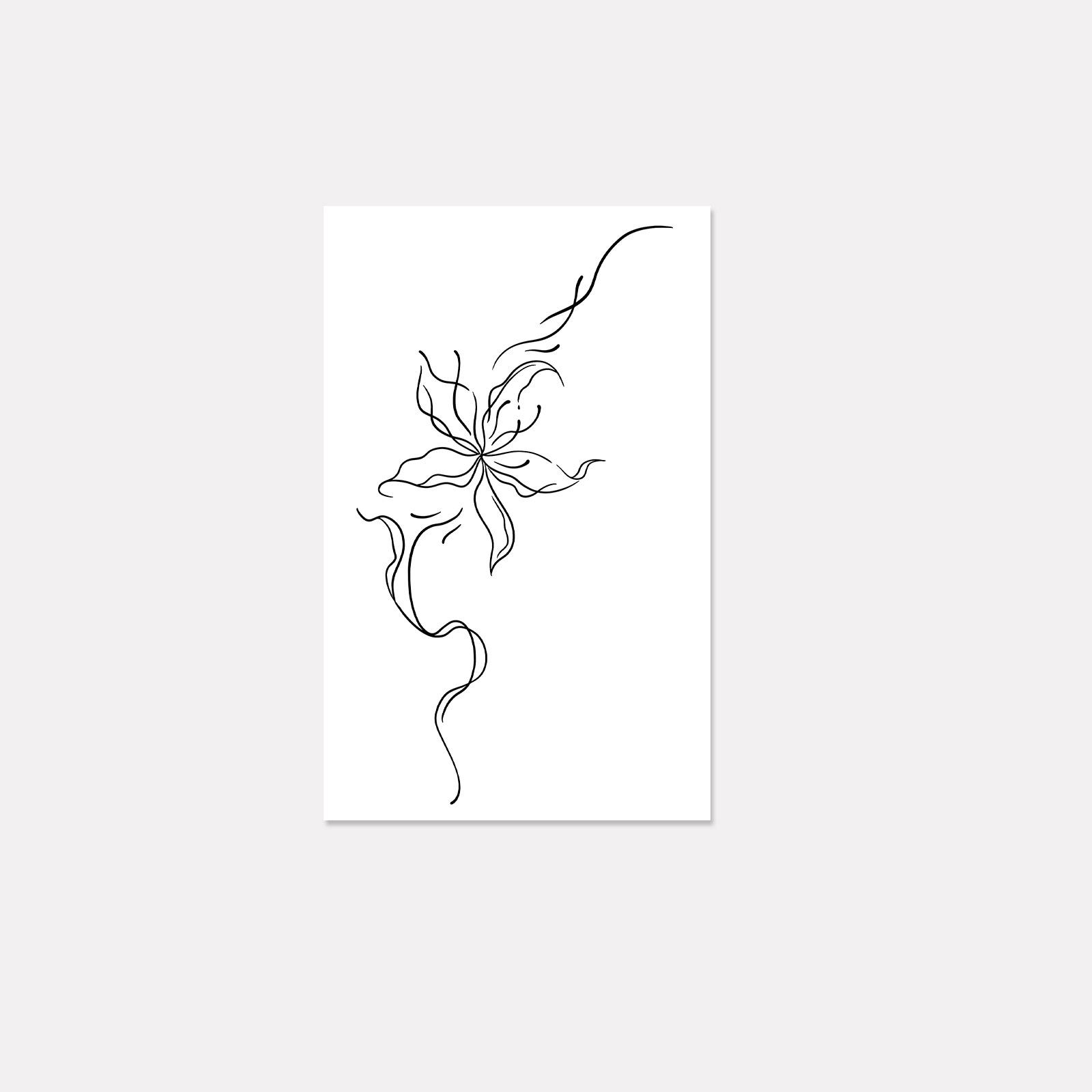 Retro Small Fresh Personality Simple Big Flower Ribbon Arm Waist Tattoo Sticker 12*19CM