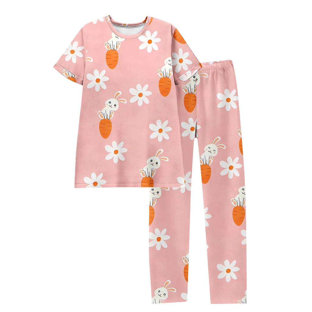 Women's Easter Bunny Print Short Sleeve Pajama Set