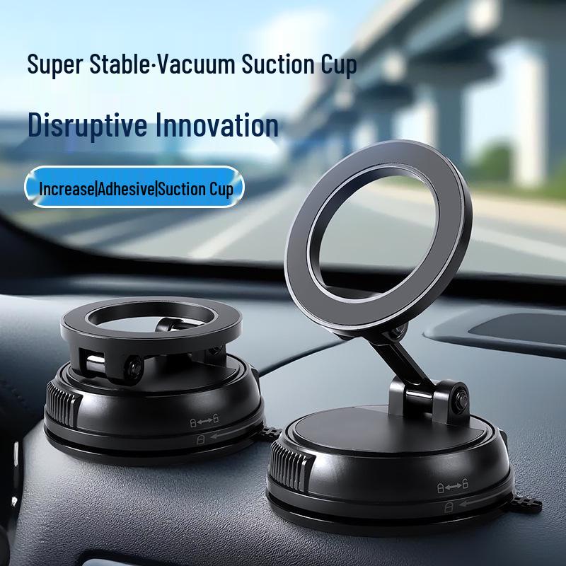

Car Phone Holder: Alloy & Plastic with Strong Magnetic and Vacuum Suction for In-Car Navigation