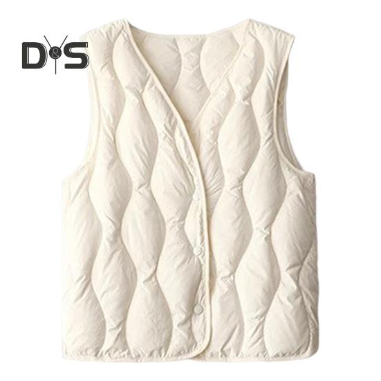 

Зимний женский многослойный жилет, пальто с застежкой на пуговицы, с V-образным вырезом, без рукавов, однотонный, с защитой от ударов, сохраняющий тепло, уличный пуховый жилет M абрикосовый