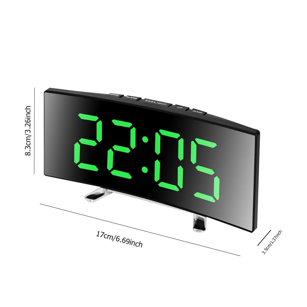Mirror LED Digital Clock Creative Digital Alarm Clock 6inch Large Display USB Charging/Battery Powered Bedside Table Clock