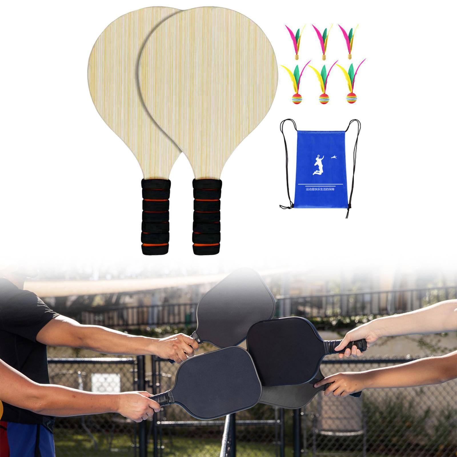 

Пляжный деревянный набор для игр с лопатками с 6 воланчиками, губчатая накладка на ручку для мужчин и женщин, аксессуары