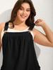 Plus Size Women's Cotton Pleated Suspender Dress with Pockets - Casual and Slimming Fit