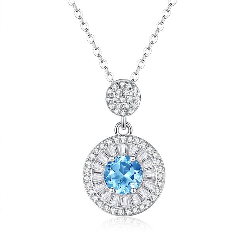 Natural colored treasure spar pendant s925 sterling silver non-fading necklace women's premium design clavicle chain
