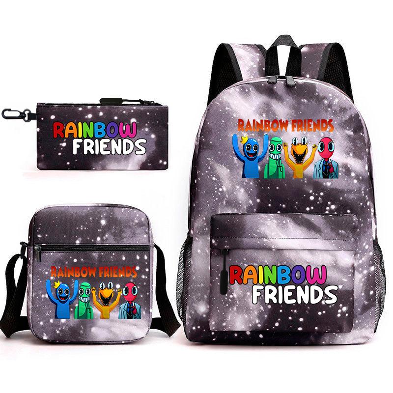 Rainbow Friends Surrounding Backpack Elementary School Student Starry Sky School Bag Three-piece Set