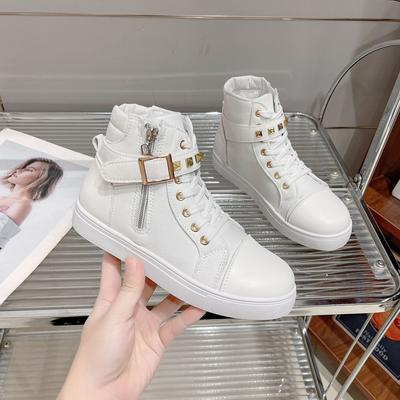 New Autumn and Winter Canvas Shoes for Women's Fashionable Casual Shoes for Lightweight High Top Spring Women's Shoes White Shoes Zipper Shoes