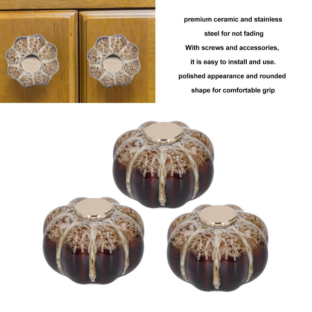 3pcs Easy Install Pumpkin Door Pulls Gold Pumpkin Pull Handles Pumpkin Cabinet Knobs Drawer