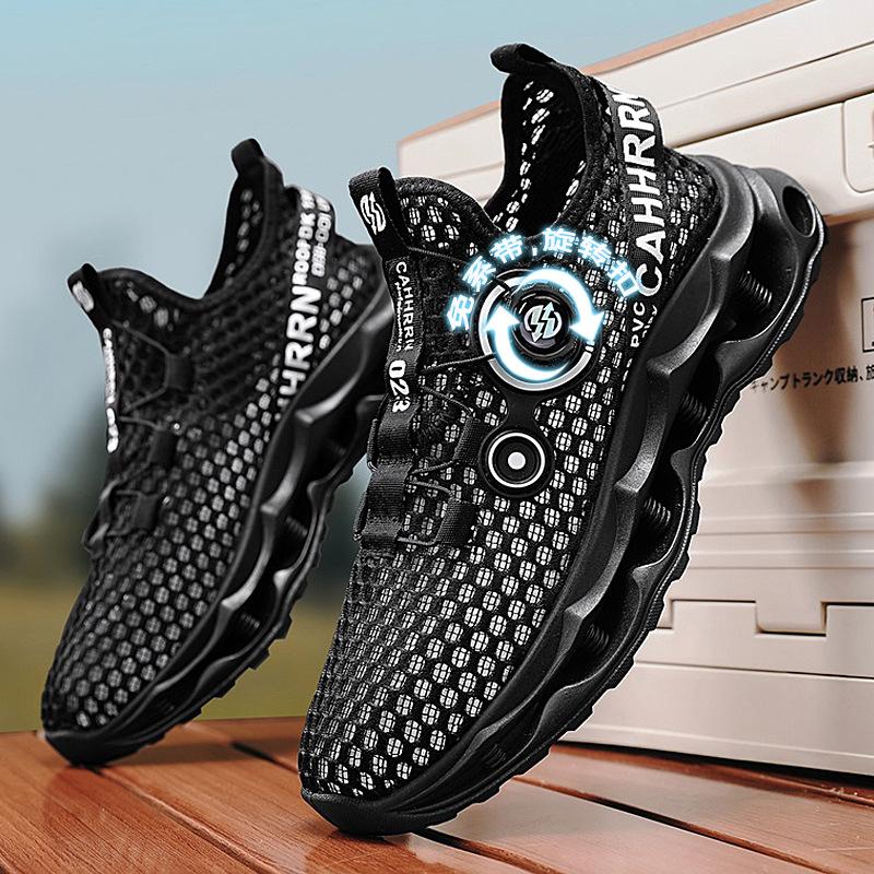 

Summer men s shoes new breathable hollow mesh shoes men s versatile thick sole heightening casual mesh sports shoes men 39 чорний