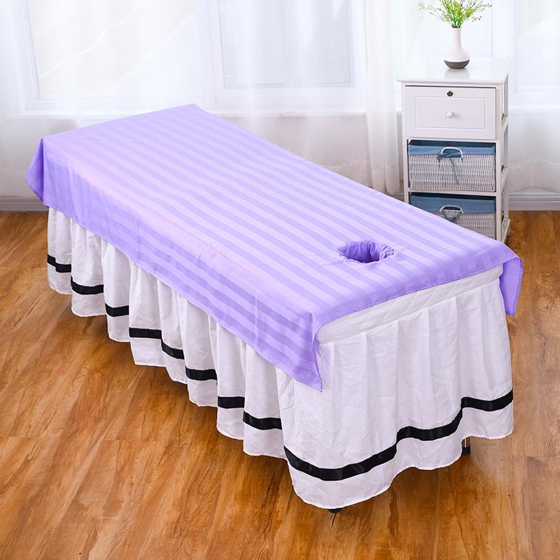 Quick-Drying Mercerized Cotton Beauty Salon Bed Sheet, Wrinkle-Resistant with Face Hole, White
