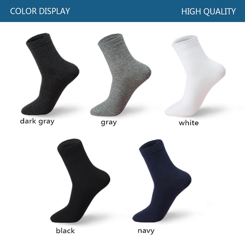 5 Pairs Men Socks Cotton Solid Color Black White Business Fashion Casual High Quality Classic Male Sock Large Size 38-48