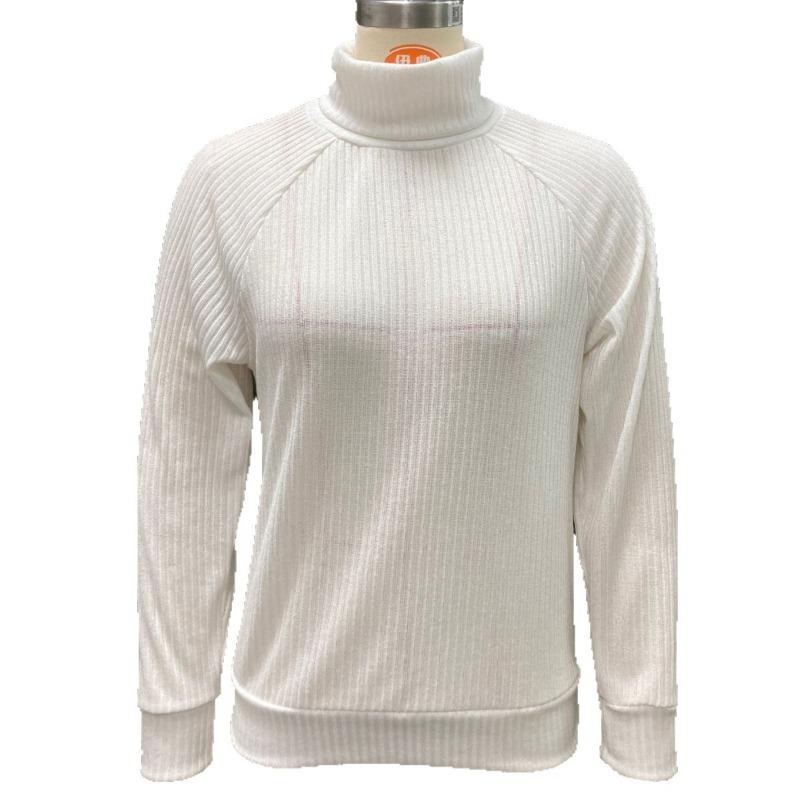 Women S White Long Sleeve High Neck Knit Sweater Casual Pullover