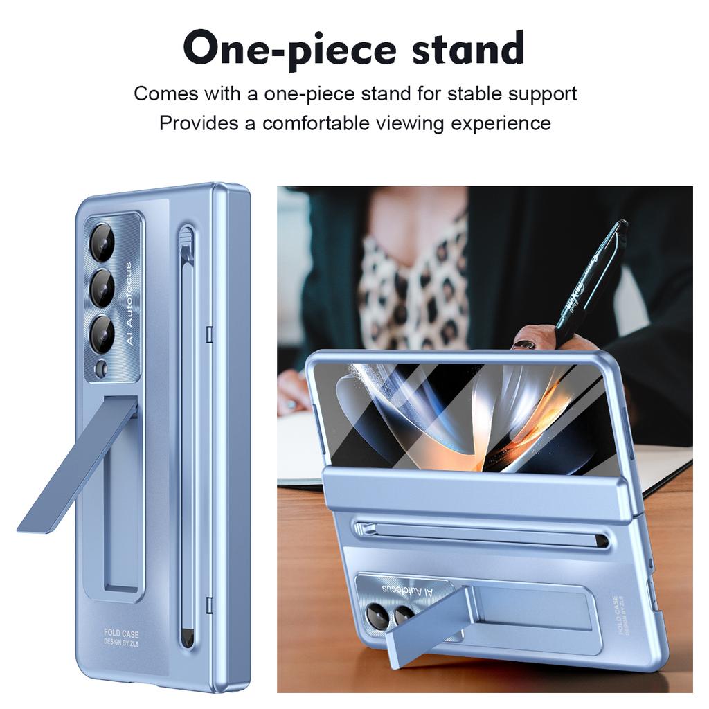S-Pen Slot Folding Phone Case, Shockproof Built-in Bracket Fashion Design Cover for Samsung Galaxy Z Fold 4 5 6 7