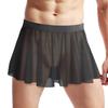 Herren durchsichtiges Netz geraffter Rock elastischer Bund durchsichtiger Minirock Crossdresser Kostüm