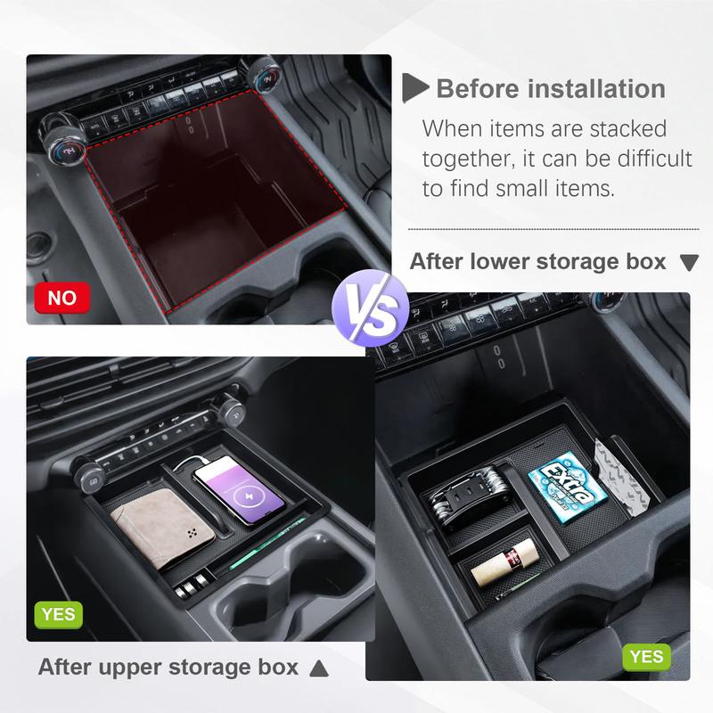 Front Center Console Organizer For 2024-2025 Chevy Silverado EV Work Truck (WT) Middle Center Console Storage Box Accessories