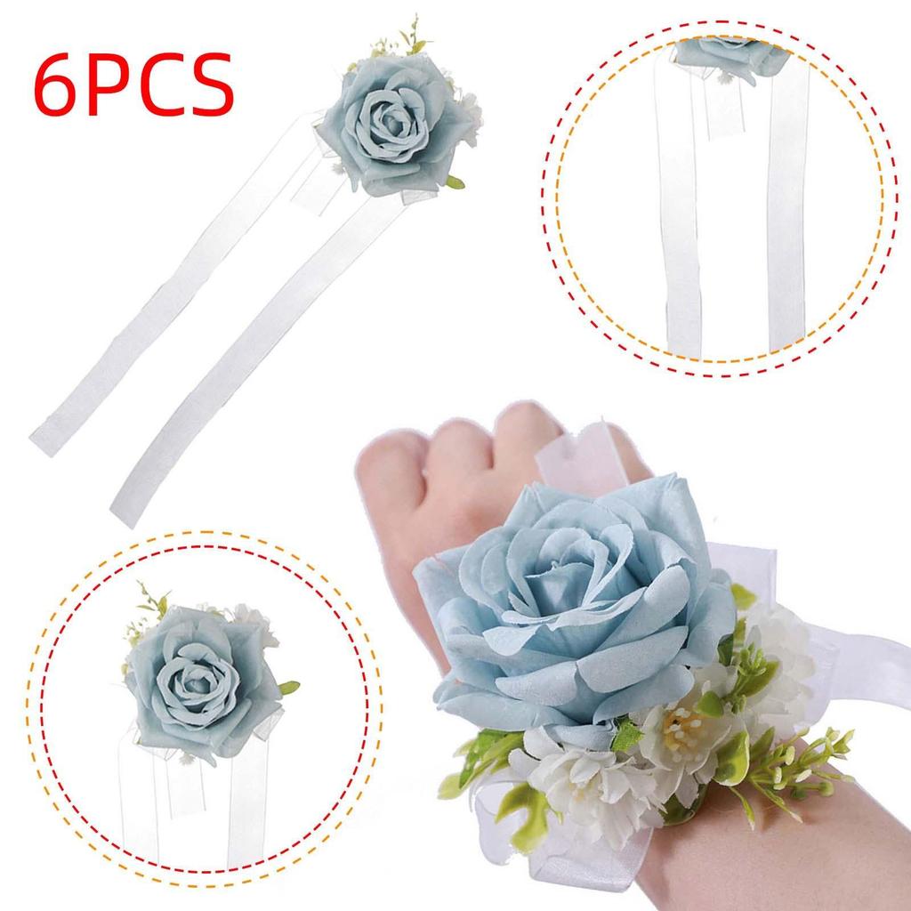 6Pcs Wrist Corsage Wristband Wedding Wrist Flower Party Graduation Wedding