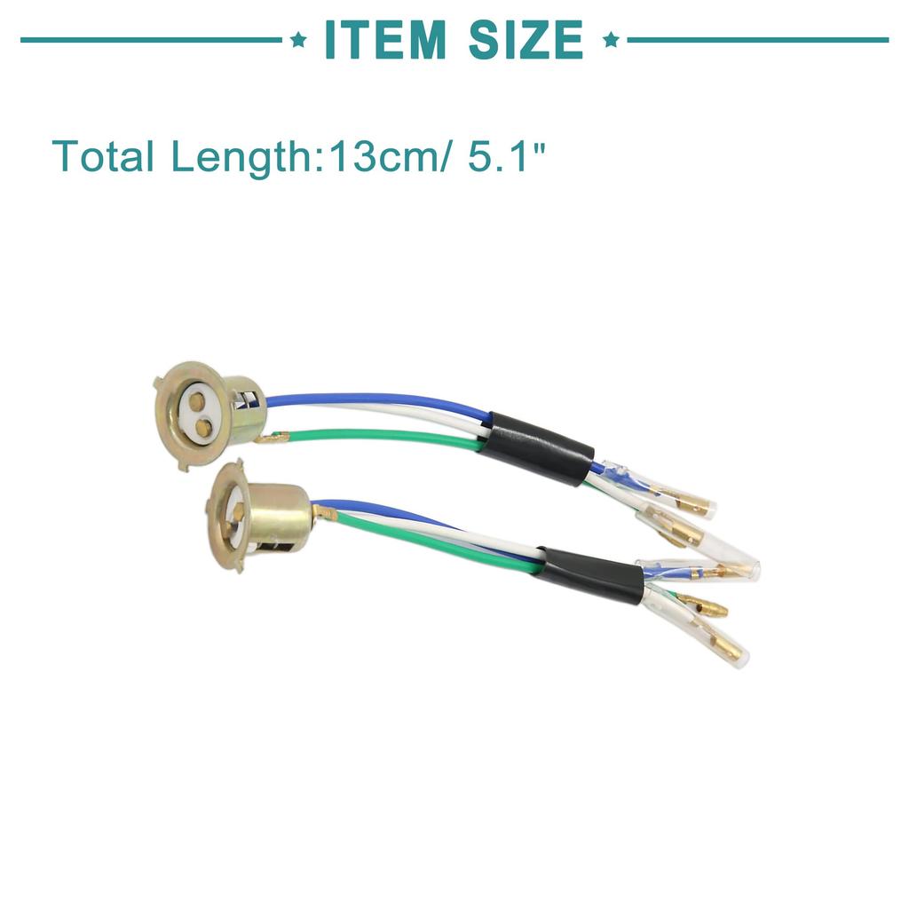 ACROPIX Motor Lamp Socket 3 Wires Headlamp Headlamp Socket Holder Adapter Bronze Color 2pcs