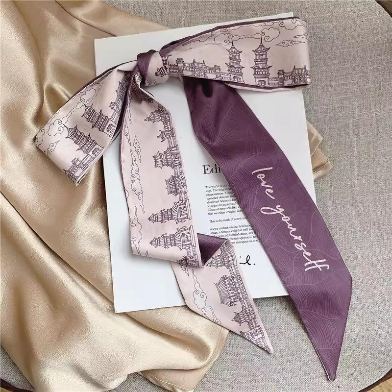 Retro French Hair Tie Set: Silk Scarf Bowknot Ribbons (4 Pieces)