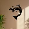 Modern Dolphin Metal Wall Art, Leaping Iron Sculpture, Weather Resistant Ocean Mural for Coastal Beach House Decor, Patio Garden Easter Gift