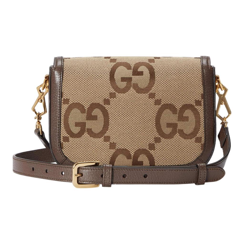 Gucci Horsebit 1955 Jumbo GG Mini Shoulder Bag Beige Brown Canvas Trim  Web Strap Crossbody Handbag for Women Daily Commute 658574-UKMDG-2570