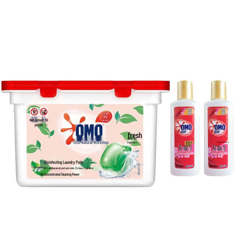 OMO Natural Workshop White Tea Laundry Pods & Detergent Set