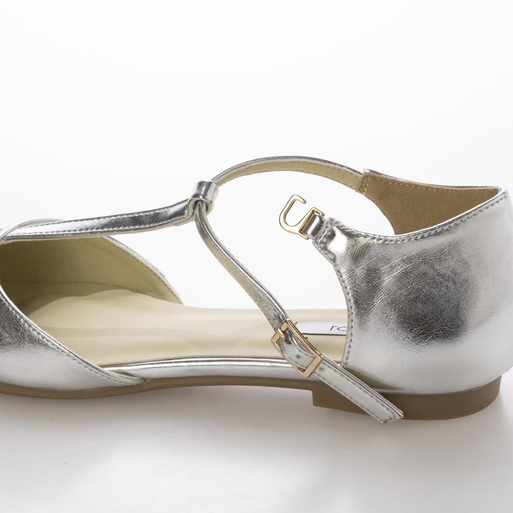 EVOL Lightweight and Soft T-Strap Square Flat Pumps
