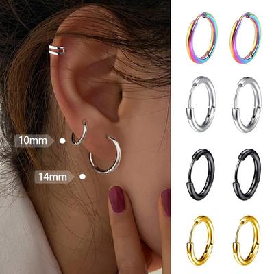 Unisex Hoop Earrings Gold Silver Color Colorful Round Ear Rings For Women Men Ear Clips European Hoops Earring MIT