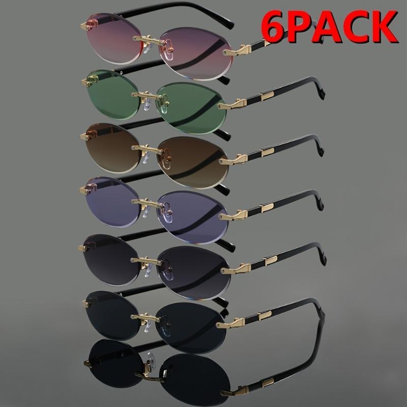 6PACK Women's and Men's Y2K Fashion Frameless Oval Sexy Fashion Trendy Glasses Suitable for Graduation Season Wedding Season