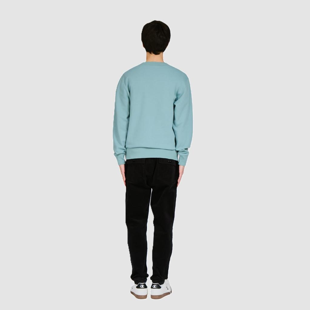 Champion Men's Long Sleeve Fleece Crew Neck Sweatshirt with Embroidered Logo, Blue Mist Mint (C3-W001Z)