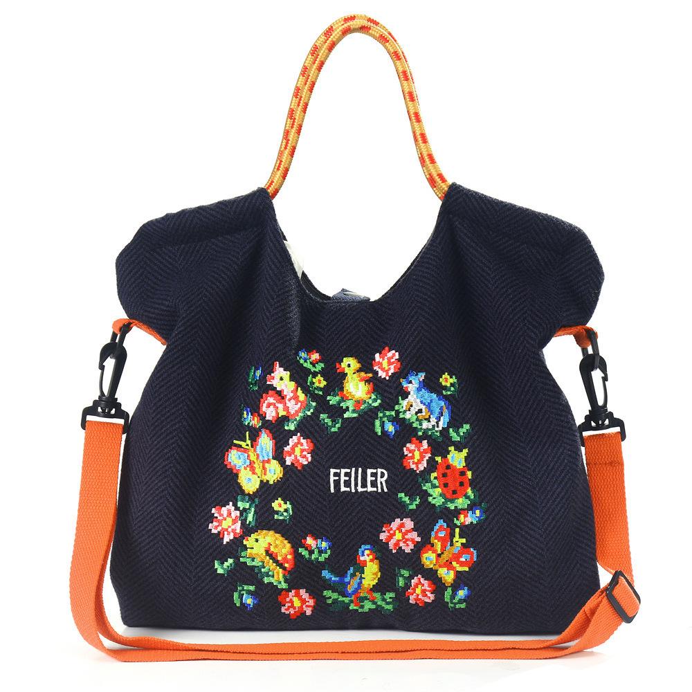 Trendige Cartoon Woll-Canvas Umhängetasche - Große Kapazität, Niedliches Modedesign