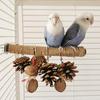 Parrot Stand Chewing Pine Balls Grinding Paw Natural Wood Hemp Rope Weaving Perch Stand Bird Climbing Toy