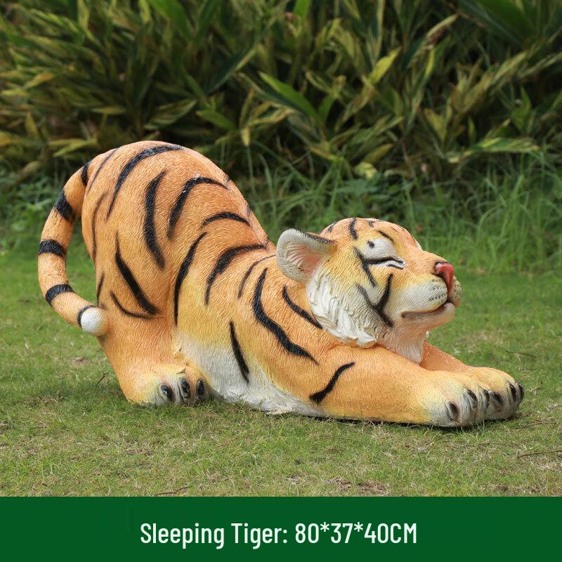 Lifelike Fiberglass Lying Tiger Sculpture