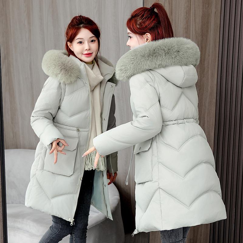 

Женское хлопковое пальто средней длины со съемными рукавами, новое зимнее утолщенное хлопковое пальто и куртка с большим меховым воротником для женщин XXXL