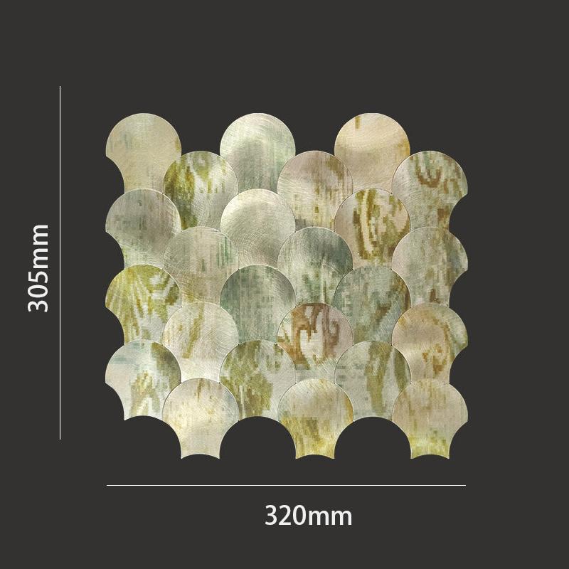 Shell Shape Metal Mosaic Tile Luxury Peel and Stick Self Adhesive Wall Tile for Entrance Hallway Backsplash Art Wall Decor