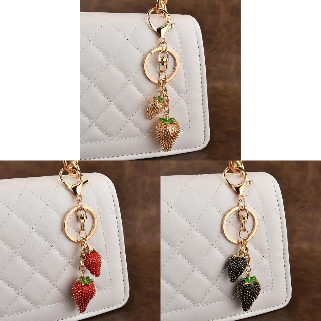 Fashion Strawberry Strawberry Keychain Alloy Car Keyring For Womens Bags Accessories