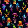 Royal Velvet Fabric Polyester For Sewing - Motif Colorful Mushrooms